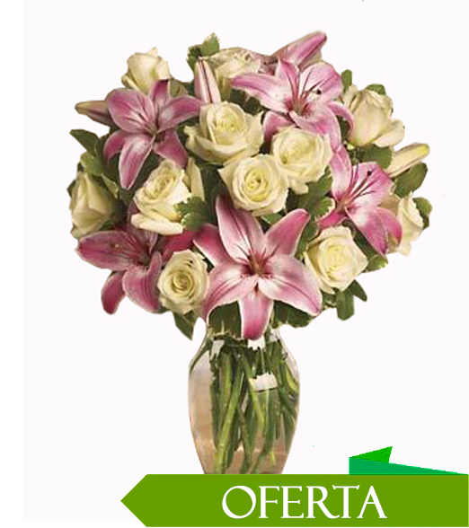 Florero Lilium y Rosas